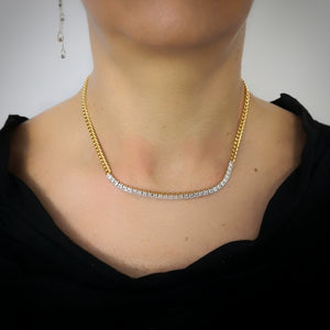 Collana Catena Groumette in Acciaio con Cristalli Squared - Gold