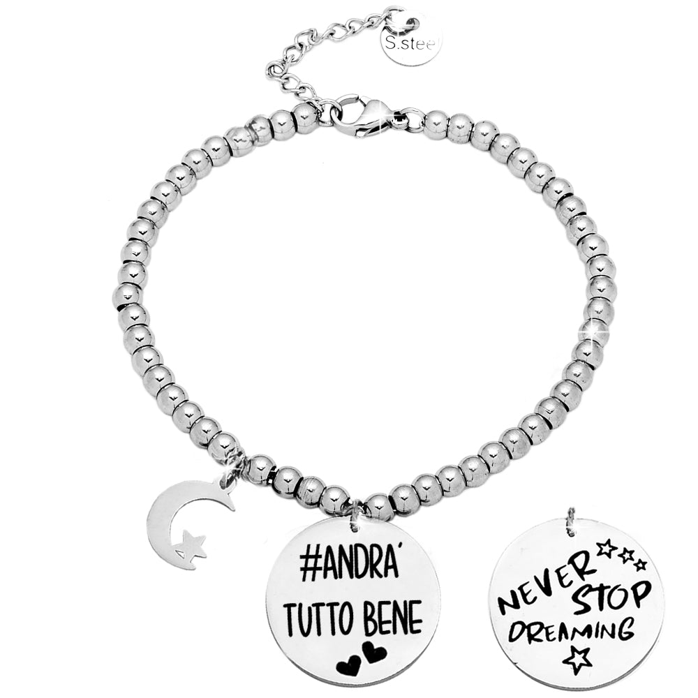 Bracciale in acciaio con doppia incisione - "Never stop dreaming" -Beloved_gioielli