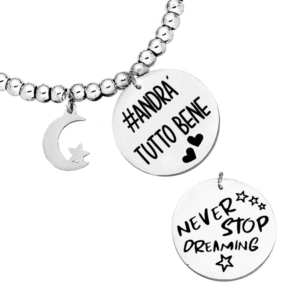 Bracciale in acciaio con doppia incisione - "Never stop dreaming" -Beloved_gioielli