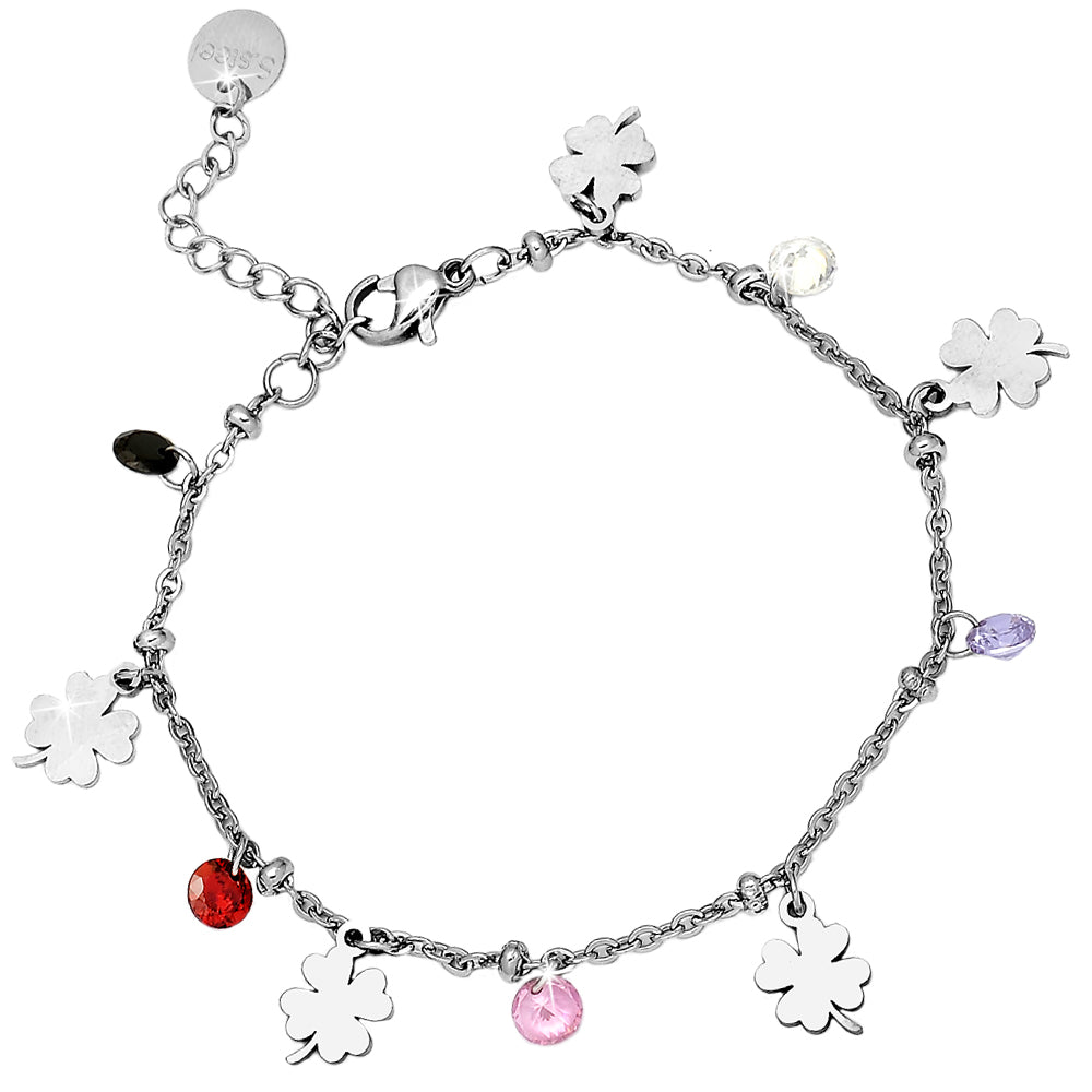 Bracciale Rainbow crystal - Quadrifogli white -Beloved_gioielli