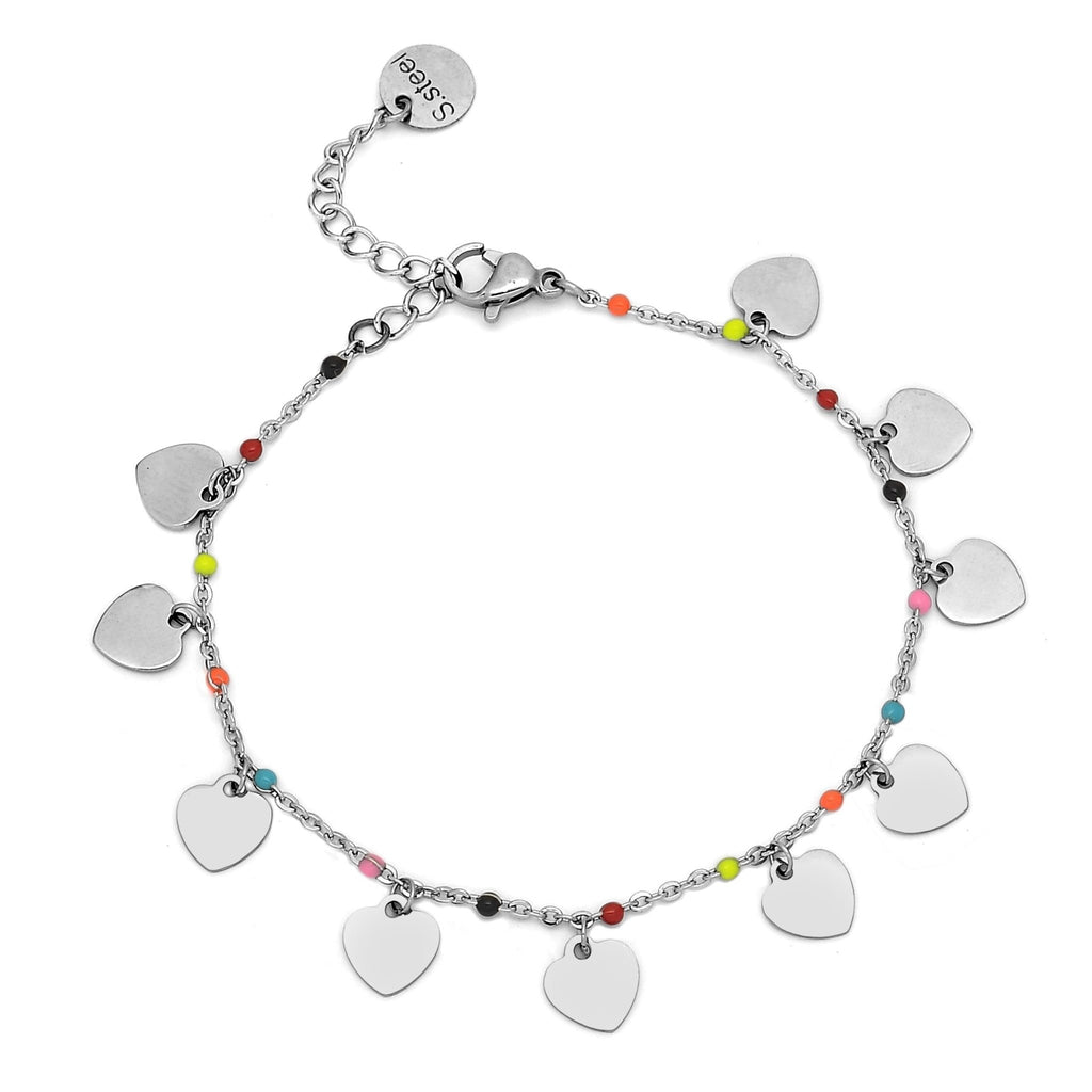 Bracciale Rainbow enamel - Cuori white -Beloved_gioielli