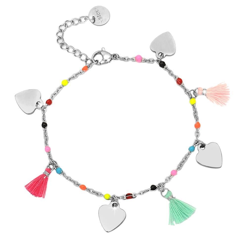 Bracciale SUMMER VIBES con nappine e Cuori - Silver -Beloved_gioielli