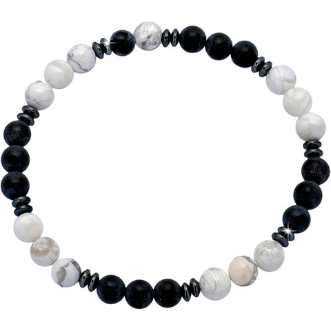 Bracciale uomo con pietre dure naturali e divisori round in ematite