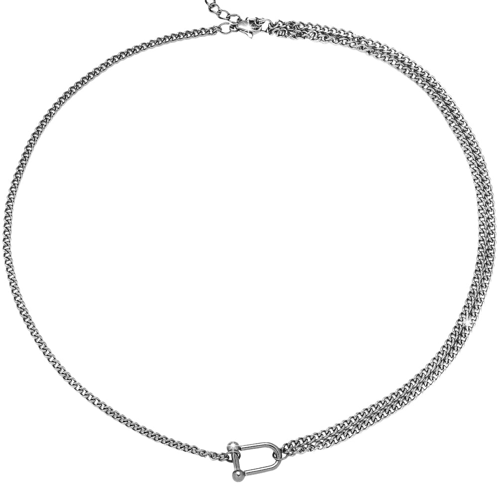 Collana con maglia groumette in acciaio Silver -Beloved_gioielli