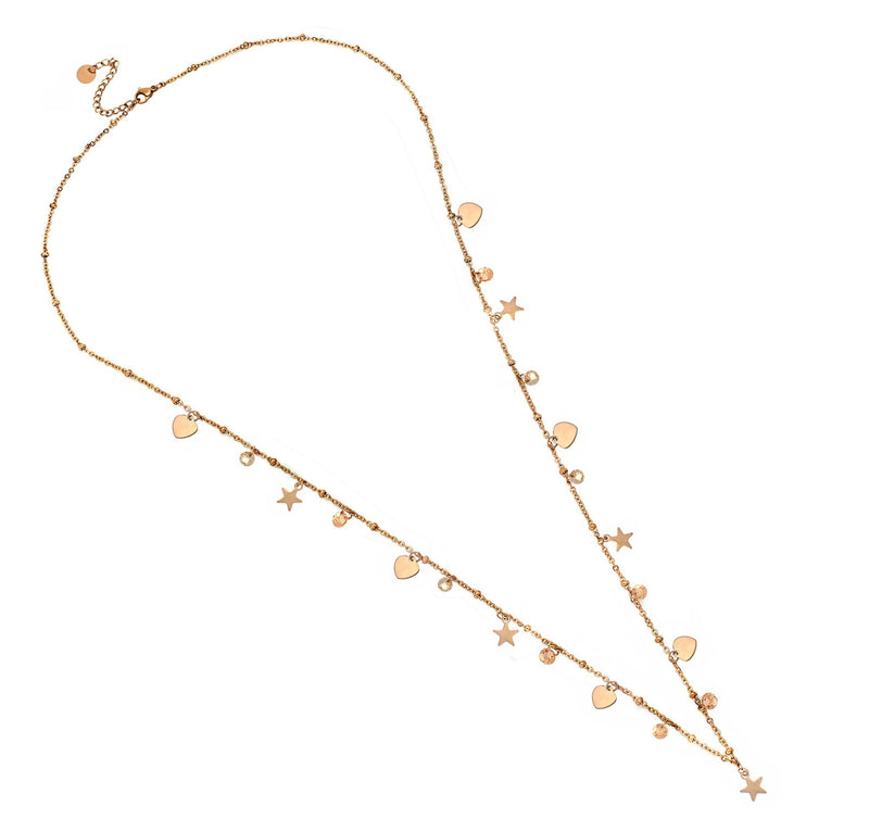 Collana Essential da donna lunga o doppio giro - Rose gold Stelle e Cuori -Beloved_gioielli