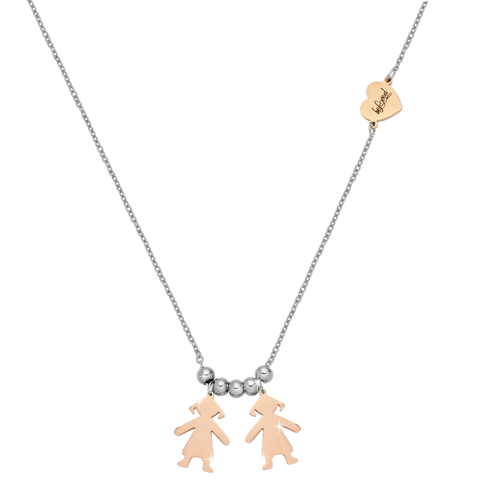 Collana family 2 bimbe rose gold + 1 bimbo (3 incisioni) -Beloved_gioielli